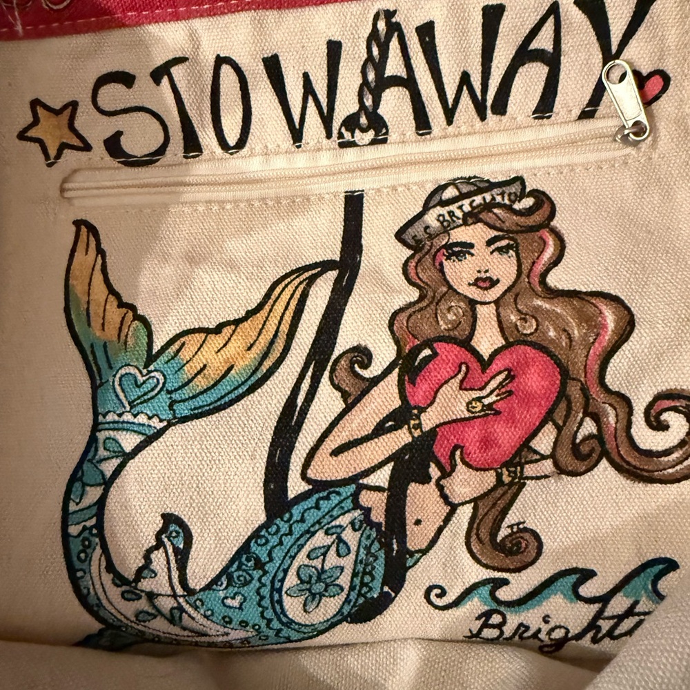 Brighton Stowaway Seas The Day Sailor Canvas  Tote 14.5" x 15.5" x 8" - Picture 3 of 7